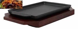 Cast Iron Sizzling Fajita Steak Stir Fry Skillet Pan Plate & Wood Base Set 8.25" - Picture 1 of 6