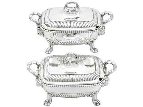 Sterling Silver Tureens Antique George III 1810 Cover