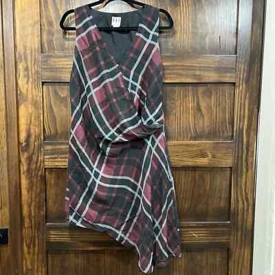 Vestido Haute Hippie Mujer Talla Pequeña Rojo Negro Cuadros Sin Mangas Asimétrico... Foto 1 de 4