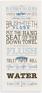 Stupell Home Décor Bathroom Rules Blue and Black Print Wall Plaque, 7 X 0.5 X 17 - Picture 1 of 12