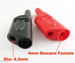 100pz Plastica Dura Guarnizione Completa Isolata Impilabile 4mm Spina Banana 54mm Rosso Nero - Foto 1 di 5