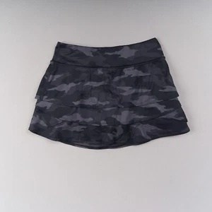 Athleta Girl Skort Camo Lux Swing Skirt Tiered Black Gray Girls Large 12 - Picture 1 of 11