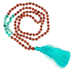 Collier Bouddhiste Rudraksha et Perles Mala Sautoir Top qualité # 25212 - Picture 1 of 3