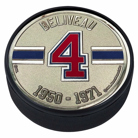 Jean Beliveau #4 Montreal Canadiens HHOF 3D Silver Plated Medallion Hockey Puck Cover