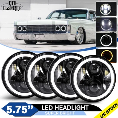 4pcs 5-3/4" 5.75" Faro LED Hi/Lo Beam DRL Angel Eye para Lincoln Continental Foto 1 de 4
