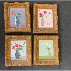 4 Vintage Ornate Gold Wood Frame Oil Painting - Picture 1 of 10