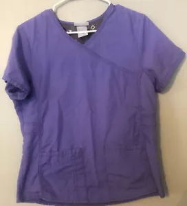 Scrubstar Performance Women's Small Scrub Top V Neck Short Sleeve Pockets Purple - Picture 1 of 4