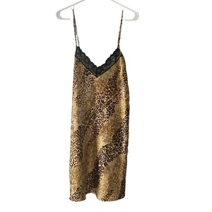 Vintage California Dynasty Nightgown Sexy Brown Black Animal Print Size Medium - Picture 1 of 8