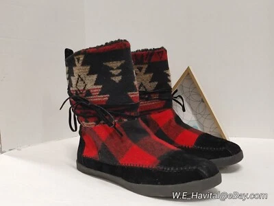 Bota Madden Girl© Jackmen™ asteca/flanela meia panturrilha em preto/vermelho/areia tamanho EUA 10 - Imagem 1 de 4