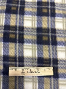 Men’s Navy & Olive Plaid Fleece Fabric 2 Yards 72x60 Make A No Sew Blanket!! - Picture 1 of 2