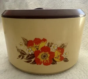 Vintage Sterilite Small 6 Inch Kitchen Canister Retro Orange Flower Poppies - Picture 1 of 4