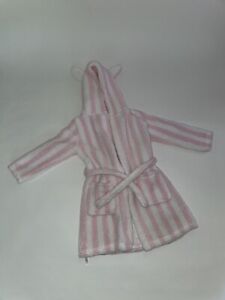 Laura Ashley Girl's Shower Bath Robe Size 4 Striped Soft Fluffy Bunny Hood