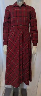 Vestido xadrez vintage anos 90 Eddie Bauer flanela vermelho abotoado com bolsos M - Imagem 1 de 4