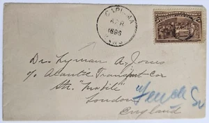 Capioma, KS--Dr. Jones, c/o Alantic Trans. Co., S.S. "Mobile," London/5-C./1896! - Picture 1 of 2