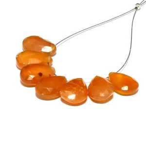 Carnelian Faceted Pear Beads Briolette Natural Loose Gemstone Making Jewelry - Picture 1 of 3
