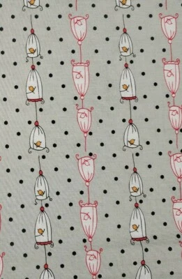 1yd x 42" 100% cotton, Folk Tale by Natalie Lymer, White & Yellow Birds in Cage - Image 1 of 3