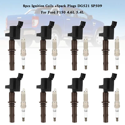 8x Bobine d'allumage + bougie d'allumage DG521 SP509 pour Ford F150 4.6L 5.4L - Photo 1/4