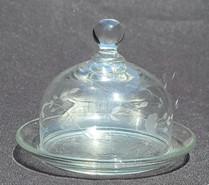 Vintage Princess House Heritage geätztes Blumenmuster Käse/Butter Kuppel Cloche - Bild 1 von 21