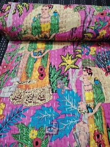 Bedspread Throw Rajasthani Queen Print Indian Kantha Quilt,blanket king size - Picture 1 of 8