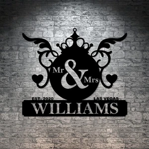 Personalized Family Last Name Metal Sign. Customizable Wedding Wall Decor Gift - Picture 1 of 6