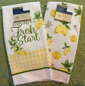 Set of 2 Lemons Kitchen Dish Towels - NEW - Picture 1 of 4