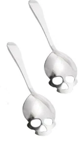 2 Spoon Skull Stainless Steel Sugar Tea Set Coffee Spoons Stirring Tableware - Picture 1 of 4
