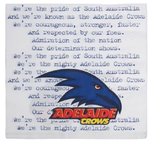 Adelaide Crows Official AFL Paper Serviettes Napkins 20 pack Licensed - Picture 1 of 1