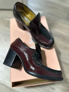 Acne Studios Shoes - Black/Burgundy Leather Loafers Size 36 - Picture 1 of 1
