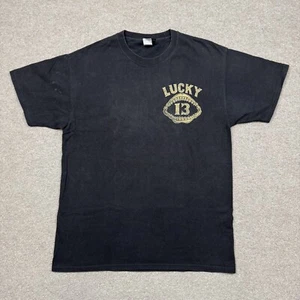 Lucky 13 Apparel Mens Shirt Size M Black Short Sleeve Motorcycle Vintage Y2k Tee - Picture 1 of 13