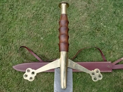 手工制作大马士革钢维京剑战斗准备中世纪剑带鞘 — 第 1/4 张图片