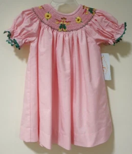 NWT Southern Sunshine Smocked Scarecrows & Sunflowers Bishop Dress Size 12 Month - Picture 1 of 2