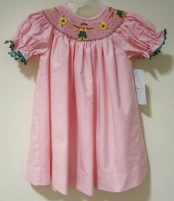 NWT Southern Sunshine Smocked Scarecrows & Sunflowers Bishop Dress Size 12 Month - Image 1 of 2