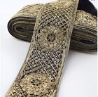 78mm Ethnic Silver / Gold Sequins Webbing Band Dress Decorative Embroidered Lace