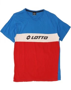 LOTTO Mens Graphic T-Shirt Top Large Blue Colourblock Cotton BE02 - Picture 1 of 3