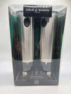 Cole & Mason Battersea 8" Acero Inoxidable Electrónico Sal Pimienta Molinillo Set de Regalo Foto 1 de 4
