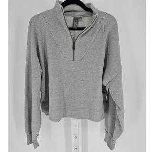 Sweaty Betty Womens Sweatshirt Grey Size XL Cropped Half Zip - Picture 1 of 5
