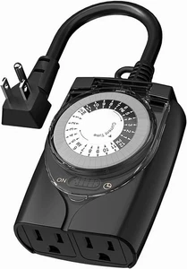 HBN Außenzeitschaltuhr Steckdose wasserdicht, 2 geerdete 24 Stunden mechanische Lichtschaltuhren - Bild 1 von 8