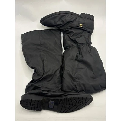 Botas Altas Etienne Aigner Negras Nylon Logo Dorado Hebilla Invierno Nieve Cálidas Forradas 10 Foto 1 de 4