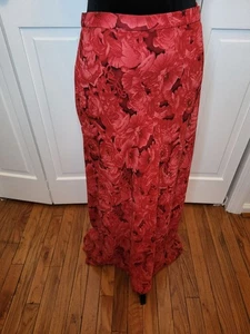 Vintage Y2K Seide rot Blumen Maxirock Episode 10 festlich Whimsygoth Fee Glam - Bild 1 von 8