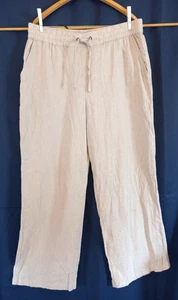 Pantalones Denim & Co. Naturals Beige Mezcla Lino A394821 Talla Grande - Imagen 1 de 4