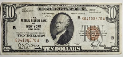 Fr.1860-B 1929 New York $10 Federal Reserve Bank Note Very Fine+ - Image 1 of 4