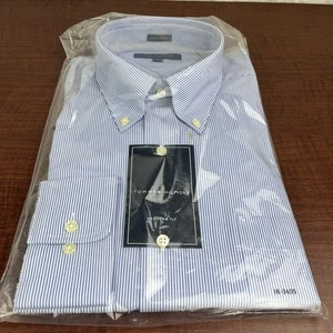 Tommy Hilfiger Mens Dress Shirt Blue 16 34/35 Button Collar Long Sleeve Large - Picture 1 of 6