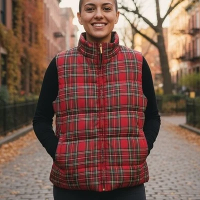 CHAPS Est. 1978 格纹格子绗缝蓬松背心娇小 XL — 第 1/4 张图片