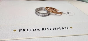 Freida Rothman size 8 stackable ring set. Sterling silver band - Picture 1 of 3