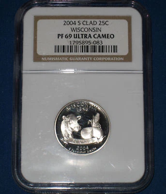 2004-S WISCONSIN GEM PROOF WASH. QTR-NGC GRADE PF-69 UC - Image 1 of 2