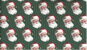 Papel de envolver sello Navidad Papá Noel caras oro verde 35 pies cuadrados rollo vacaciones - Imagen 1 de 6