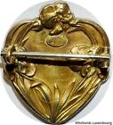 F6796 Rare Médaille Broche Art Nouveau Coeur Femme Collier Diamant 1900's SUP