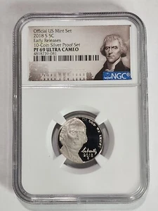 2018 S-Proof Nickel NGC PF69 Ultra Cameo-Early Release 10 Coin Silver Proof Set - Picture 1 of 4