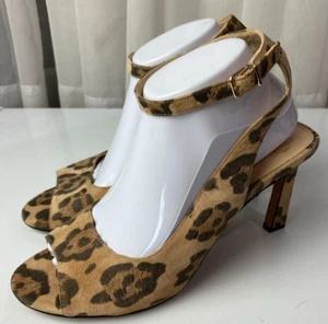 Vince Camuto Reteema Women's 9.5M Leopard Leather Animal Print Mob Wife Peep Toe - Picture 1 of 11