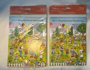 Hallmark Vintage Party Neighborhood Cookout Invitations 2 Sets Of 8 w/ Envelopes - Picture 1 of 7